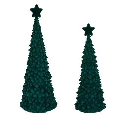 Plow & Hearth Decorative Accents|Lighted Trees & Garlands>Joyful Traditions LED Table Decor Flocked Tree with Star, Set of 2