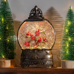 Plow & Hearth Decorative Accents>Joyful Traditions LED Table Decor Cardinal on Branches Antique Water Lanter, 10.5"