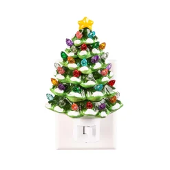 Plow & Hearth Lamps & Lighting|Lighted Accents>Joyful Traditions Nightlight Ceramic Christmas Tree