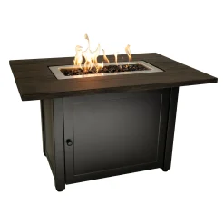 Plow & Hearth Fire Pits|Fire Pits>Kamden Propane Gas Fire Pit with Faux Wood Tabletop and Glass Rocks