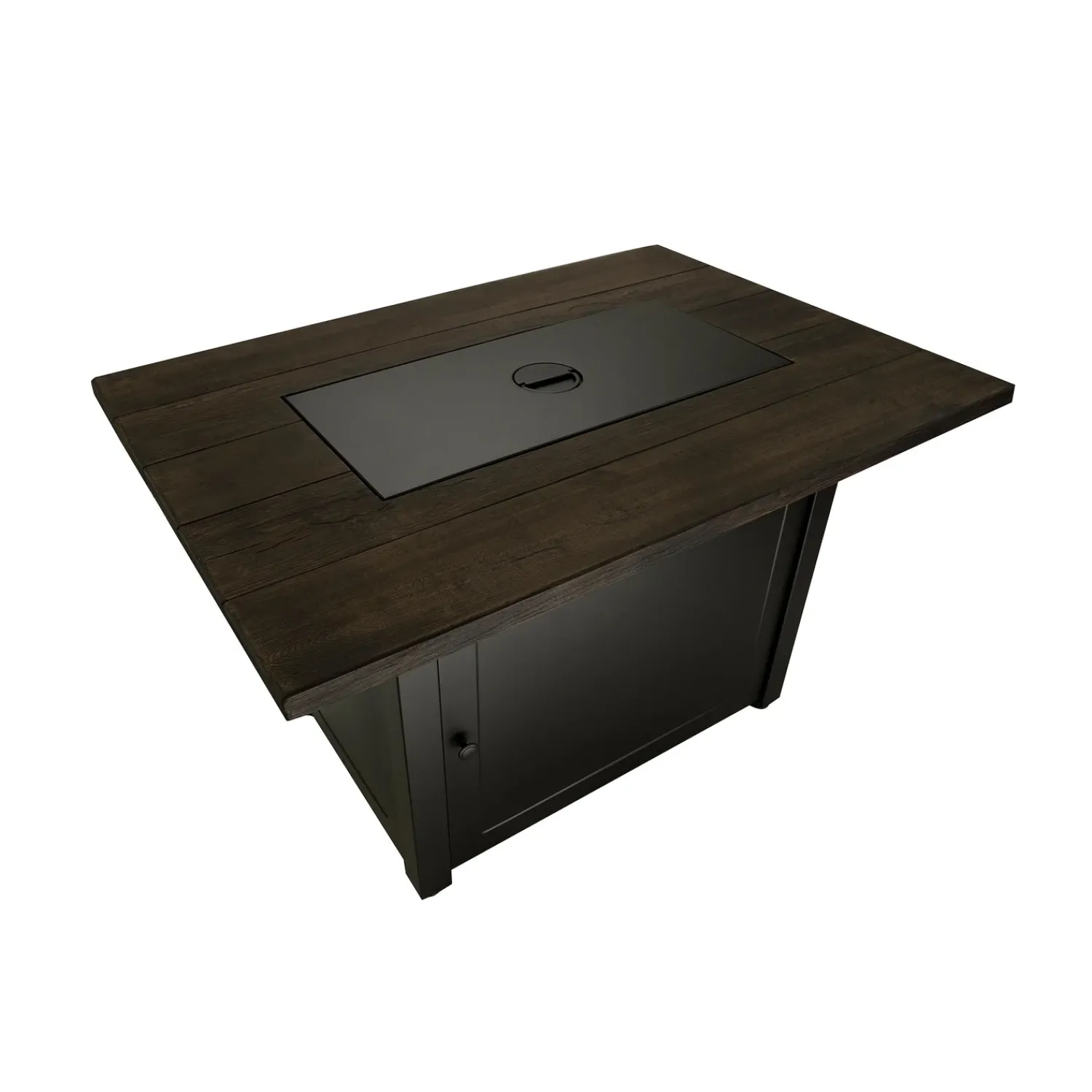 Plow & Hearth Fire Pits|Fire Pits>Kamden Propane Gas Fire Pit with Faux Wood Tabletop and Glass Rocks