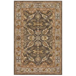 Plow & Hearth Area Rugs|Hearth Rugs>Kensington Border Wool Rug, 7'9" x 9'9" DarkTaupe