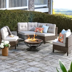 Plow & Hearth Outdoor Seating Sets>Kingwood Modular 5-Piece Outdoor Seating Set Brown