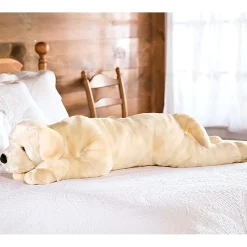 Plow & Hearth Decorative Pillows|Pet Products>Labrador Retriever Plush Cuddle Animal Body Pillow YellowLab
