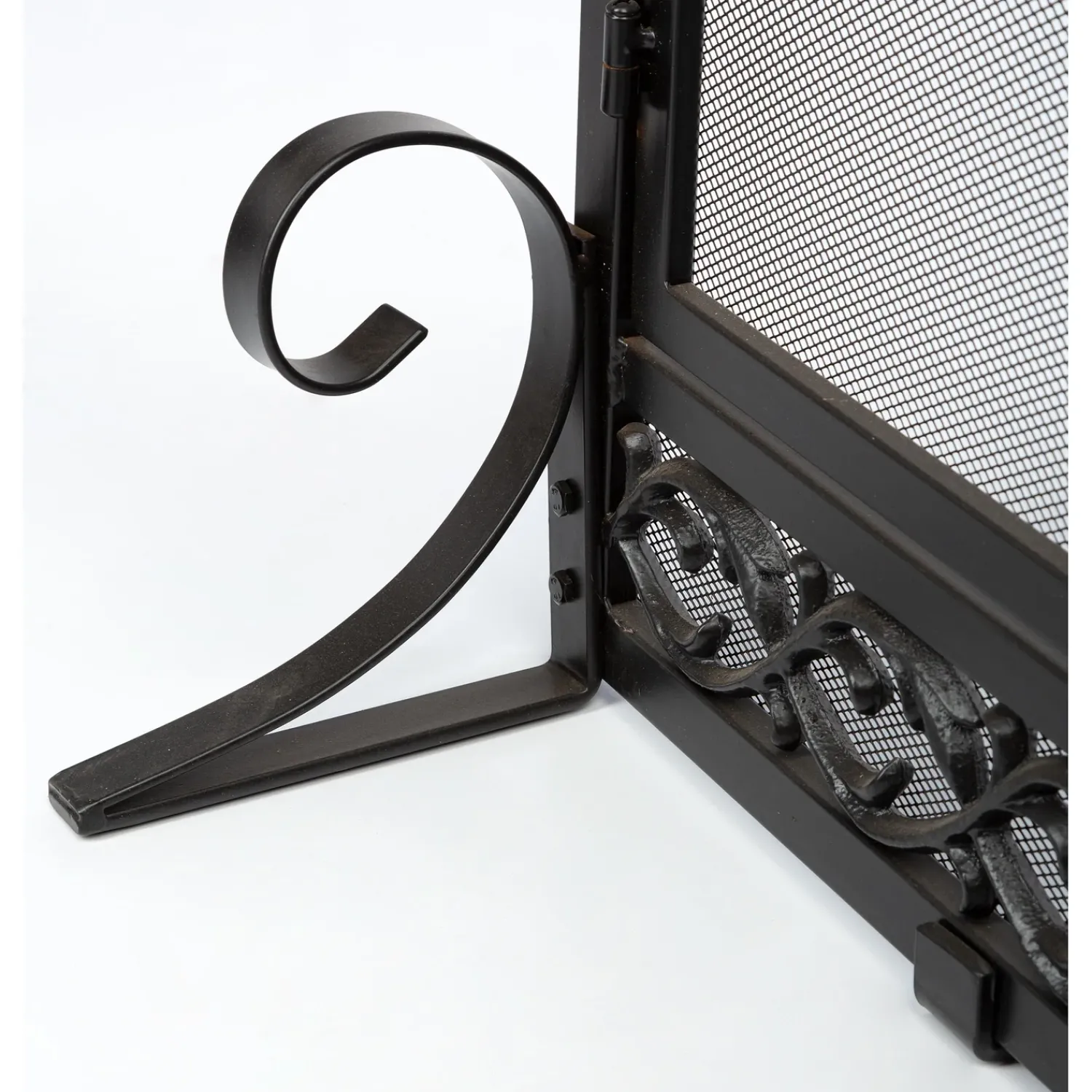 Plow & Hearth Fireplace Screens With Doors>Large Cast Iron Scrollwork Fire Screen With Doors Black