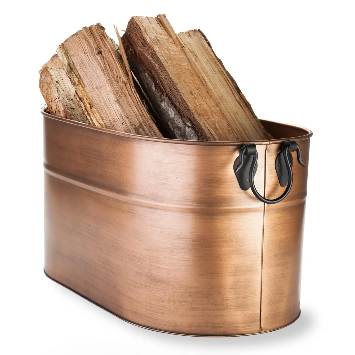 Plow & Hearth Fireplace Tool Sets|Wood Storage & Wood Racks>Large Copper Finished Firewood Bucket