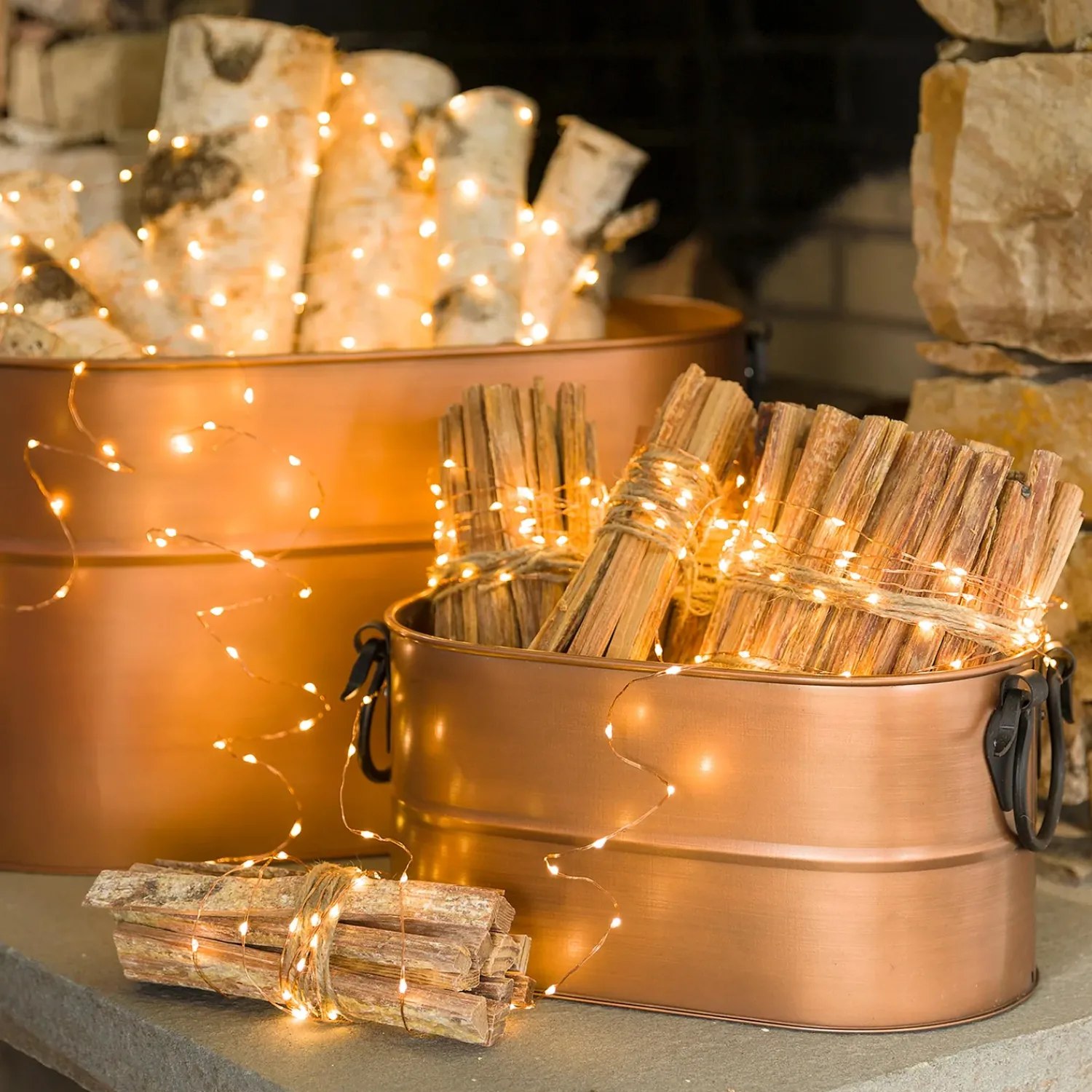 Plow & Hearth Fireplace Tool Sets|Wood Storage & Wood Racks>Large Copper Finished Firewood Bucket