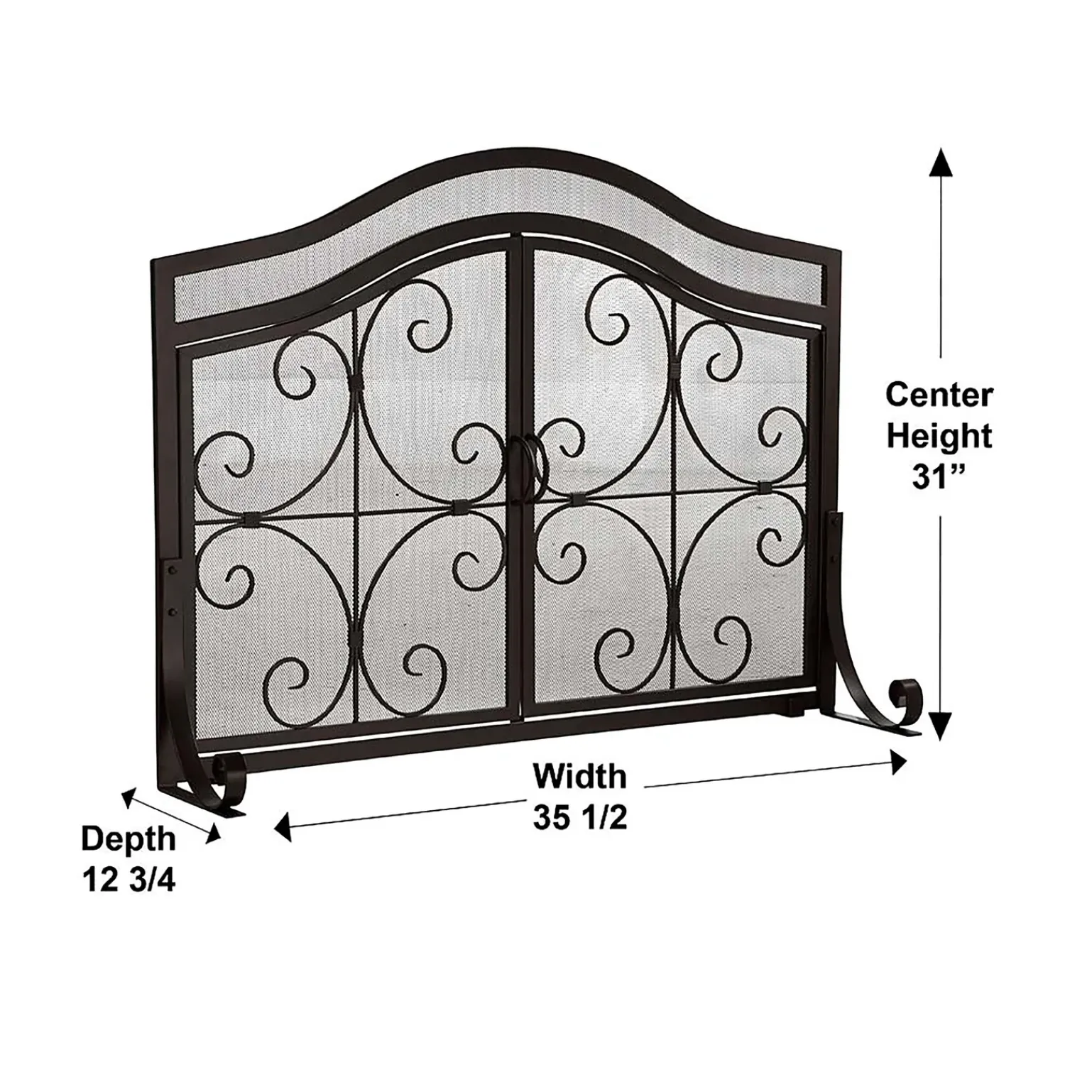 Plow & Hearth Fireplace Screens With Doors>Large Crest Fireplace Screen With Doors Black