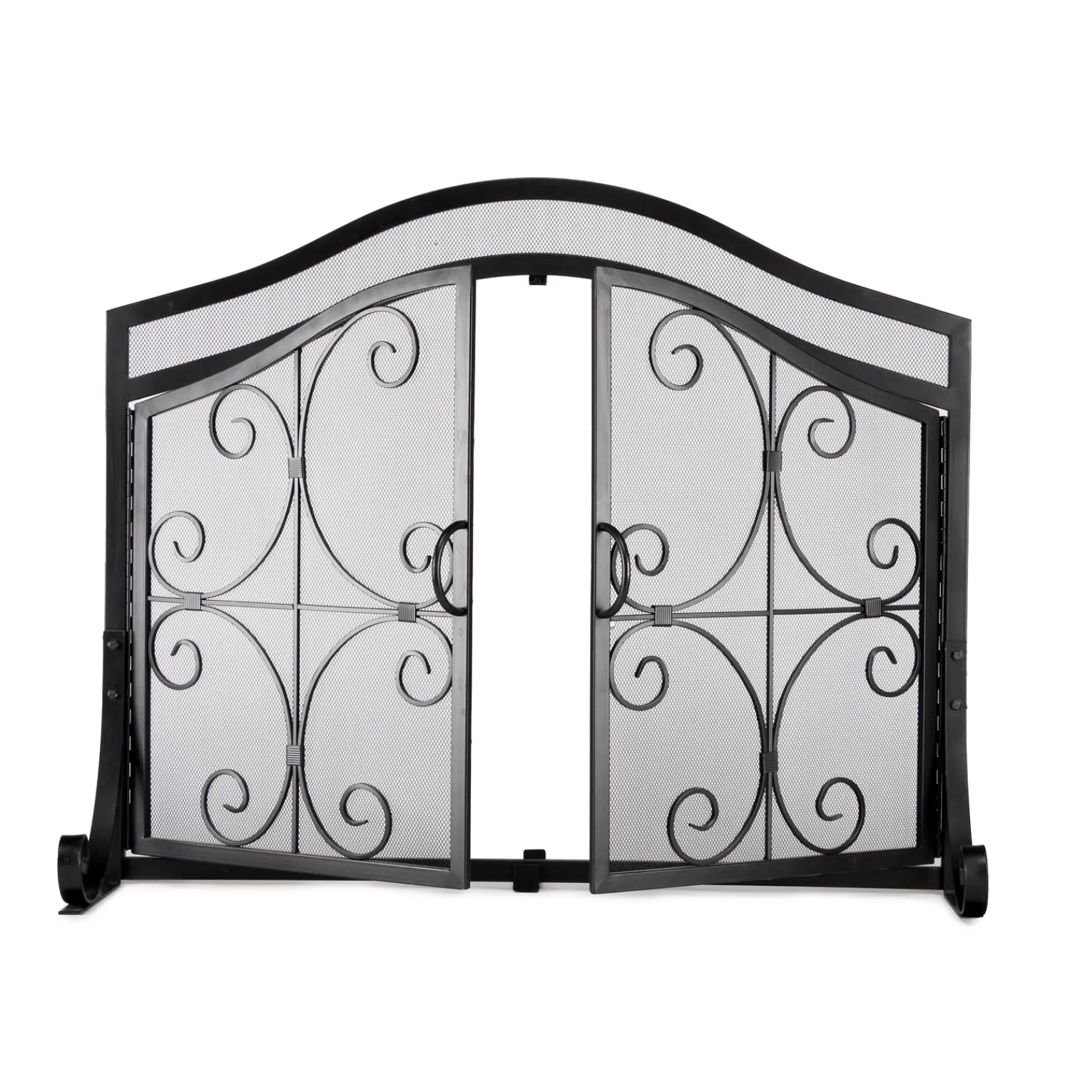 Plow & Hearth Fireplace Screens With Doors>Large Crest Fireplace Screen With Doors Black
