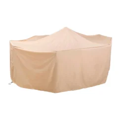 Plow & Hearth Outdoor Clean Up|Outdoor Dining Sets>Large Deluxe Furniture Cover for Recgle/Oval Dining Table and Chairs Tan