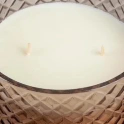 Plow & Hearth Decorative Accents|Candles & Lanterns>Large Diamond Cut Glass Candle Smokey Quartz