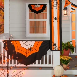 Plow & Hearth Bunting & Banners>Large Halloween Spider Web Cotton Bunting