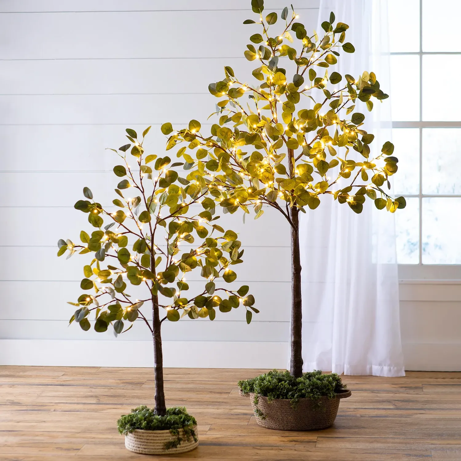 Plow & Hearth Lighted Trees & Garlands>Large Lighted Eucalyptus Tree with 136 Lights