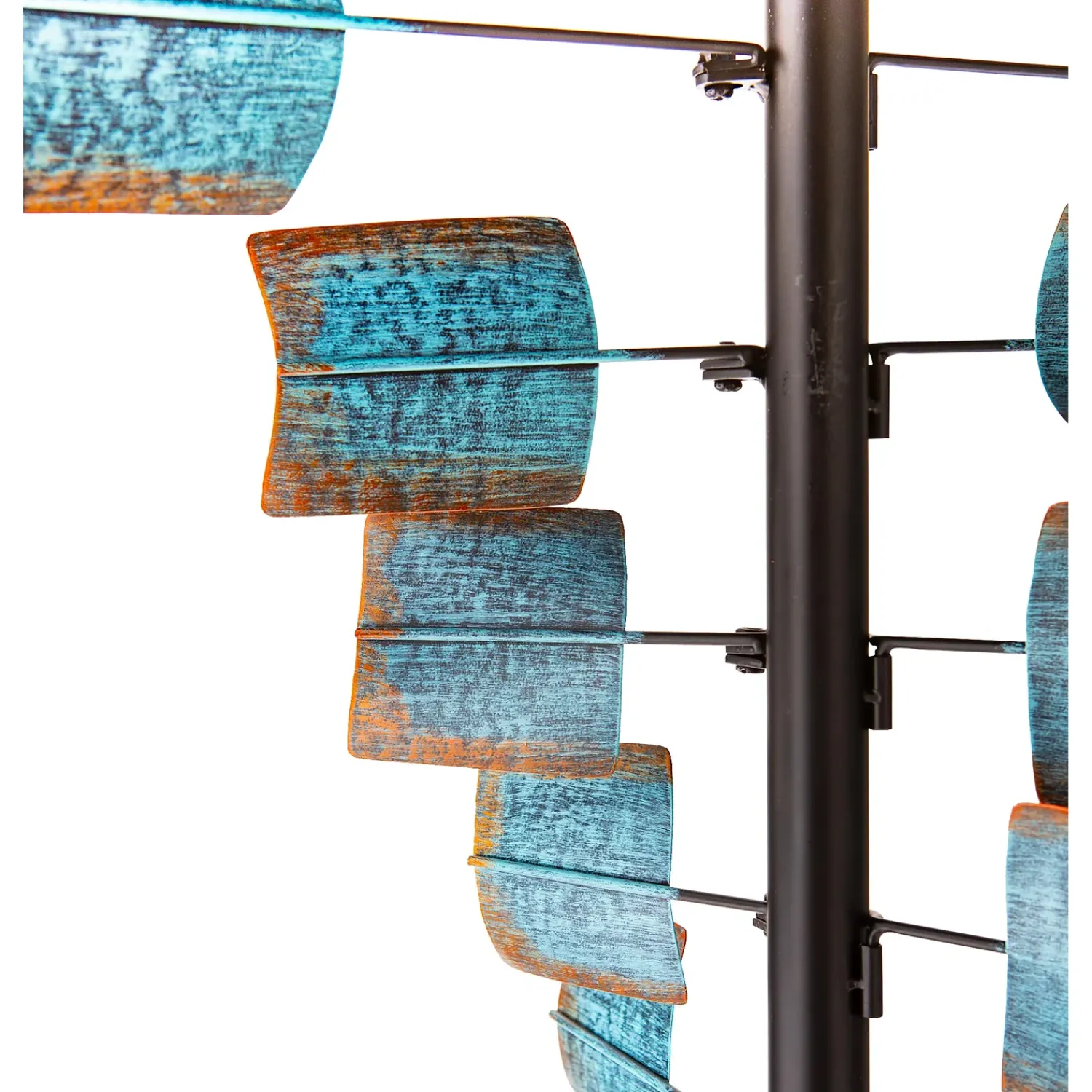 Plow & Hearth Wind Spinners>Large Metal Spiral Spinner with Blue and Copper-Colored Vanes