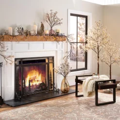 Plow & Hearth Fireplace Screens With Doors>Large Mountain Cabin Fire Screen With Door Black