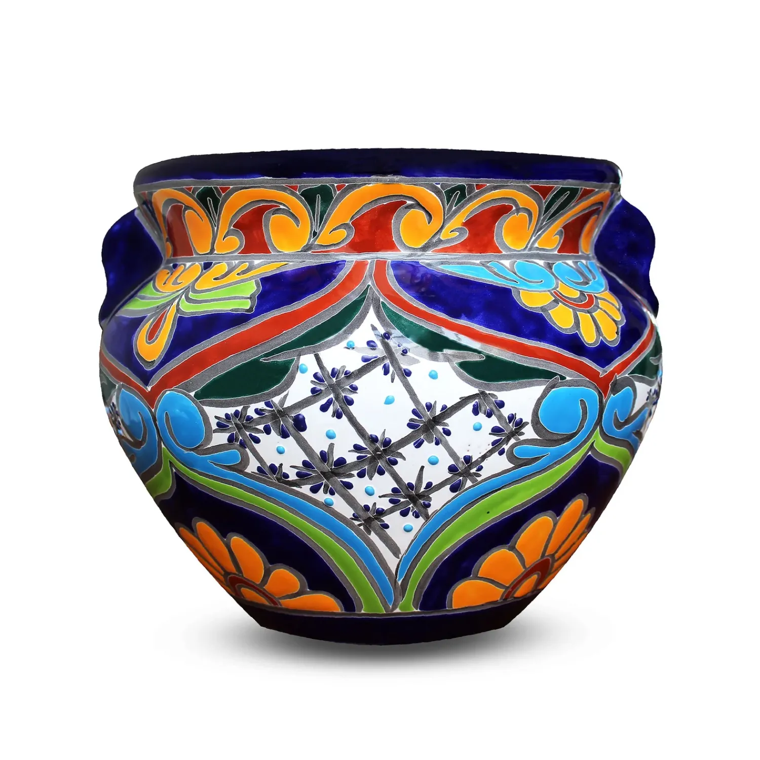 Plow & Hearth Planters & Plant Stands>Large Multicolored Talavera Chata Planter