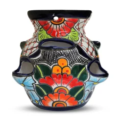 Plow & Hearth Planters & Plant Stands>Large Sky Blue Talavera Strawberry Pot