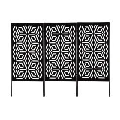 Plow & Hearth Garden Fencing & Edging|Outdoor Clean Up>Laser-Cut Metal Geometric Landscape Screen Panel Stakes