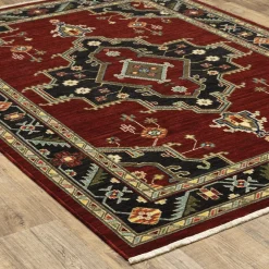 Plow & Hearth Area Rugs>Laurenburg Border Wool Rug, 6'7" x 9'6"
