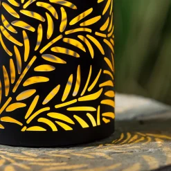 Plow & Hearth Solar Accents|Solar Lighting>Leaf Design Solar Lantern, 7"H
