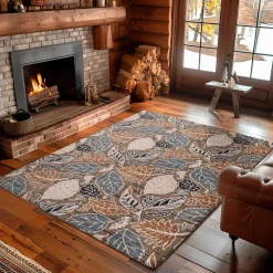 Plow & Hearth Area Rugs>Leaves EnduraStran Area Rug, 4' x 5' Suede