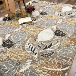 Plow & Hearth Area Rugs>Leaves EnduraStran Area Rug, 4' x 5' Suede