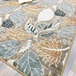 Plow & Hearth Runners>Leaves EnduraStran Runner, 2' x 8' Suede