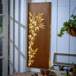 Plow & Hearth Wall Art>Leaves LED Laser Cut Metal Wall Décor, 15" L x 40" H
