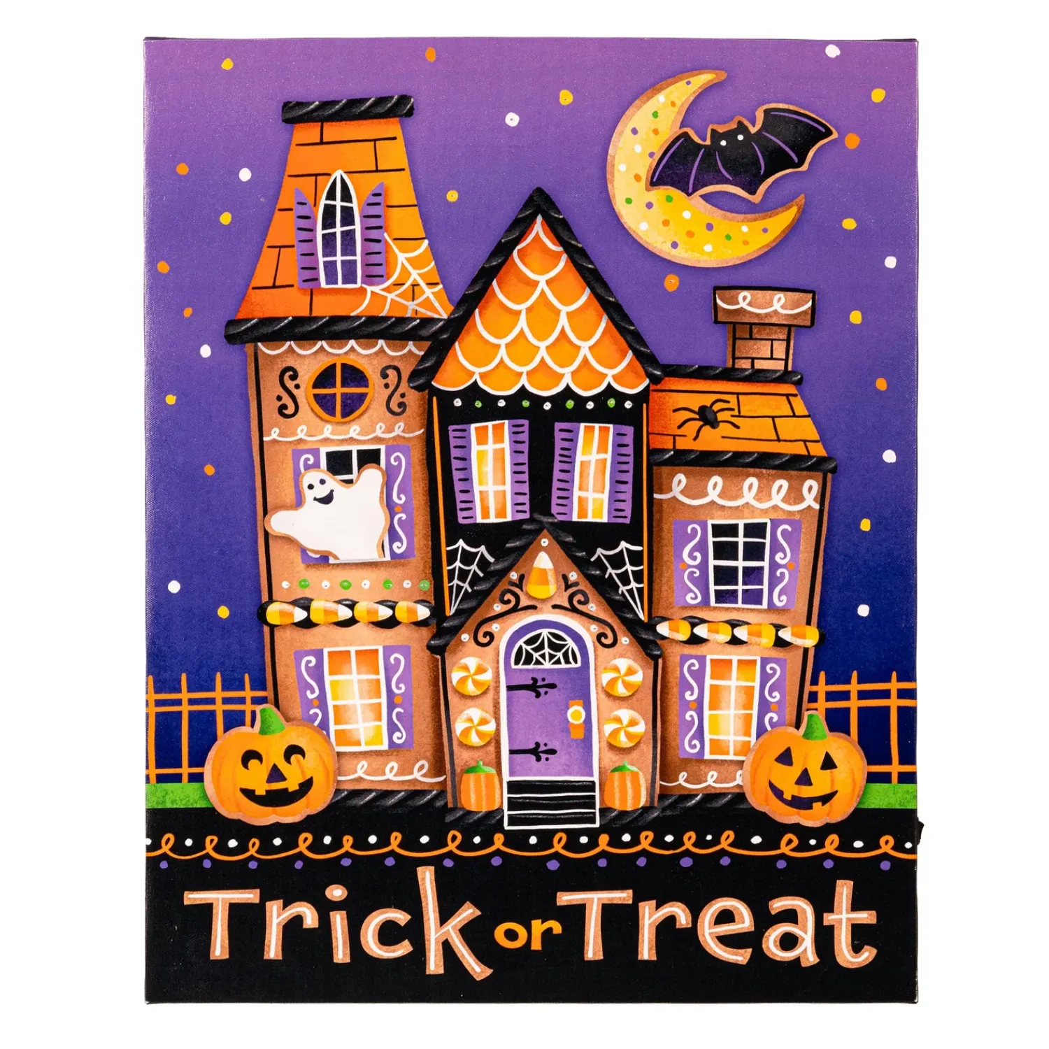 Plow & Hearth Wall Art>LED Canvas, Trick or Treat, 16" L x 20" H