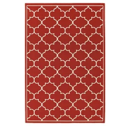 Plow & Hearth Area Rugs>Lexington Quatrefoil Rug, 6'7"x 9'6" Red