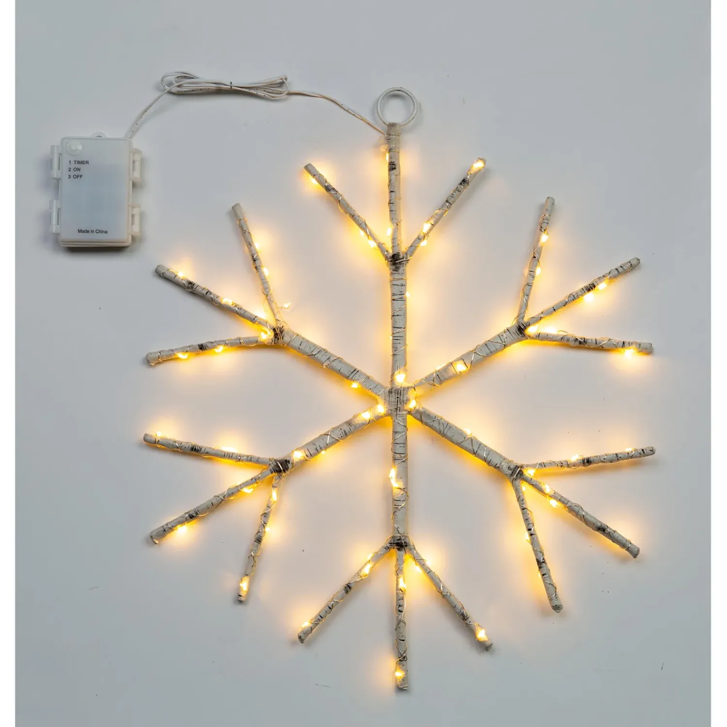 Plow & Hearth Lighted Accents>Lighted Birch Branch Snowflake Hanging Accent White
