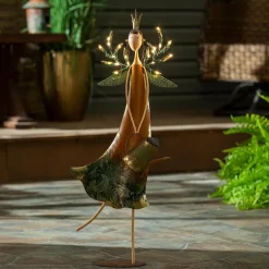 Plow & Hearth Garden Statues|Solar Accents>Lighted Fairy Girl with Watering Can Garden Statue