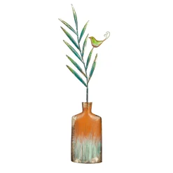 Plow & Hearth Decorative Accents>Lighted Metal Vase with Bird Garden Statue