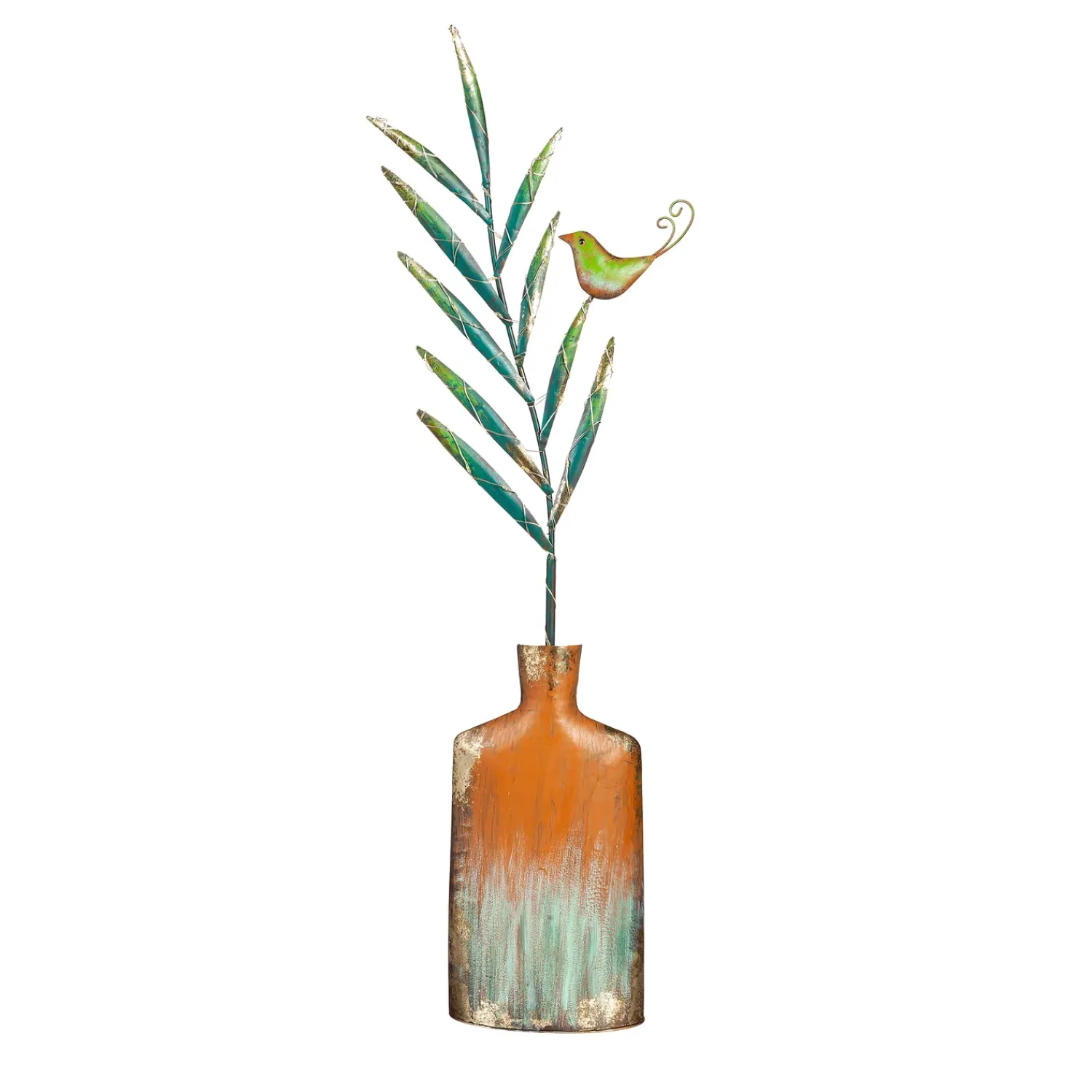 Plow & Hearth Decorative Accents>Lighted Metal Vase with Bird Garden Statue