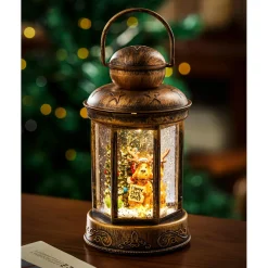 Plow & Hearth Decorative Accents>Lighted Reindeer Lantern with Spinning Snow Table Décor