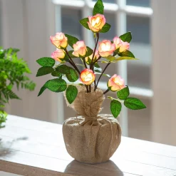 Plow & Hearth Faux Flowers & Plants>Lighted Rose Bouquet Table Décor