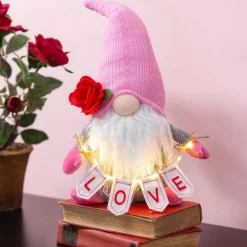 Plow & Hearth Decorative Accents|Lighted Accents>Lighted Valentine Gnome Table Décor