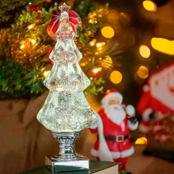 Plow & Hearth Decorative Accents>Lighted Water Globe Christmas Tree Table Décor