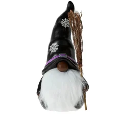 Plow & Hearth Garden Statues|Decorative Accents>Lighted Witch Gnome Statue with Spiderweb Hat African