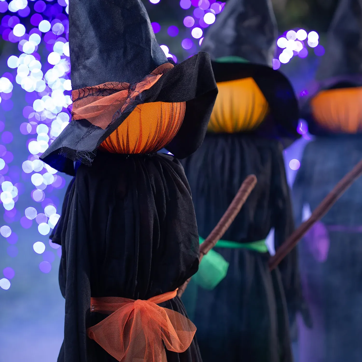 Plow & Hearth Garden Stakes>Lighted Witch Stakes with Brooms, Set of 3