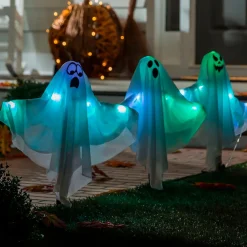 Plow & Hearth Garden Stakes|Lighted Garden Decorations>Light-Up Ghost Trio Path Marker