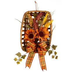 Plow & Hearth Faux Flowers & Plants>Light-Up Harvest Tobacco Basket Wall Hanging