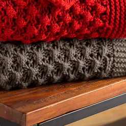 Plow & Hearth Throws & Blankets>Lightweight Knitted Cozy Acrylic Throw Gray