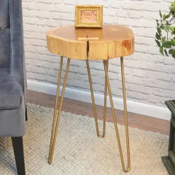 Plow & Hearth Accent Tables>Live Edge Acacia Wood Accent Table with Hairpin Legs