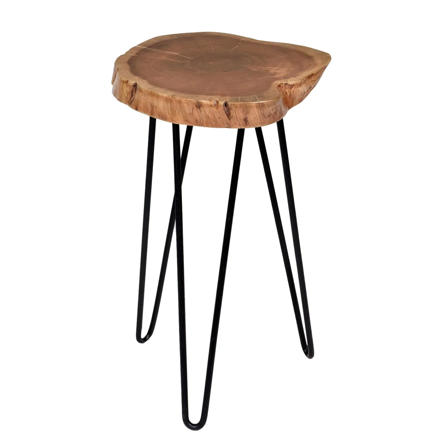 Plow & Hearth Accent Tables>Live Edge Acacia Wood Accent Table with Hairpin Legs