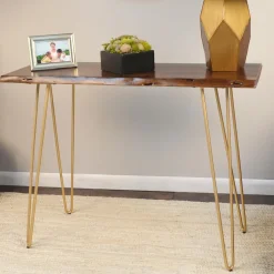 Plow & Hearth Desks & Console Tables>Live Edge Acacia Wood Console Table with Hairpin Legs