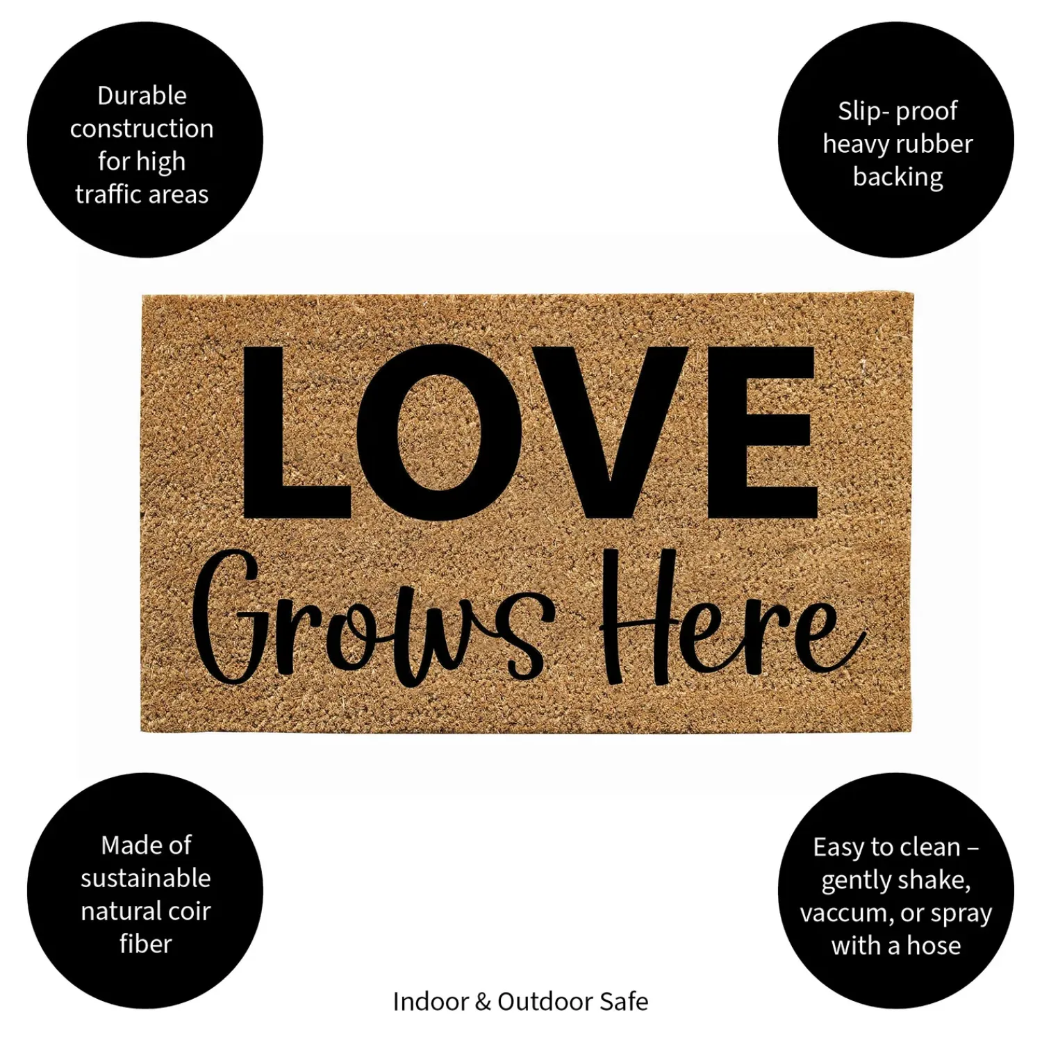 Plow & Hearth Coir Mats>Love Grows Here Coir Mat