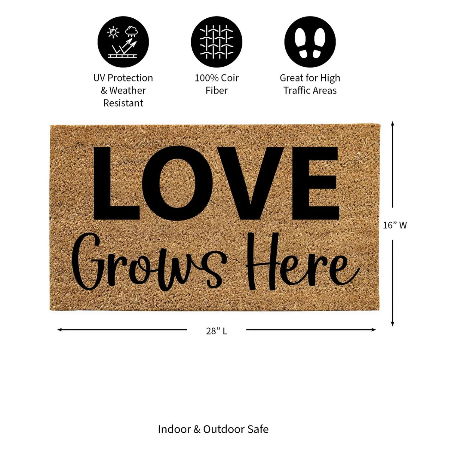 Plow & Hearth Coir Mats>Love Grows Here Coir Mat
