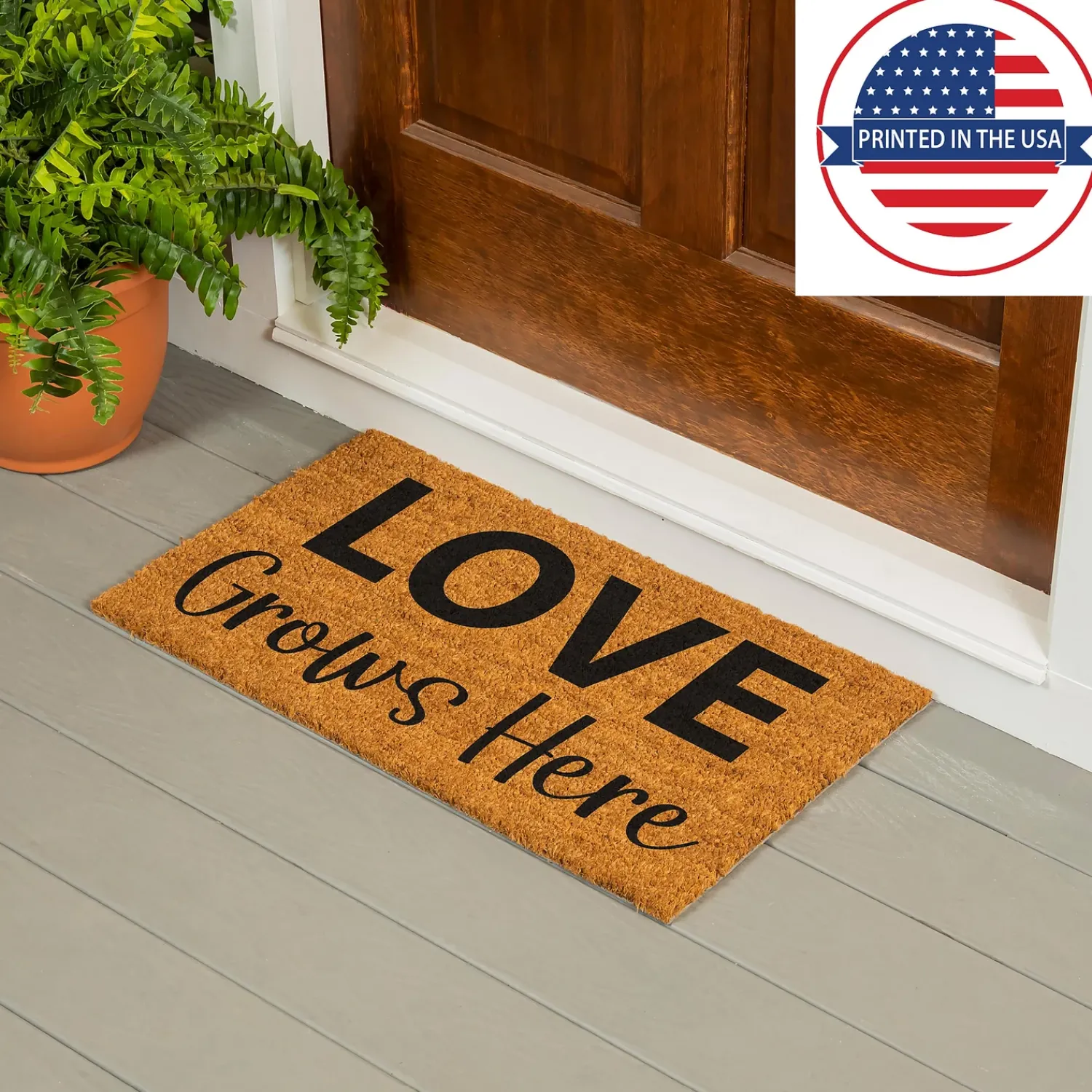 Plow & Hearth Coir Mats>Love Grows Here Coir Mat