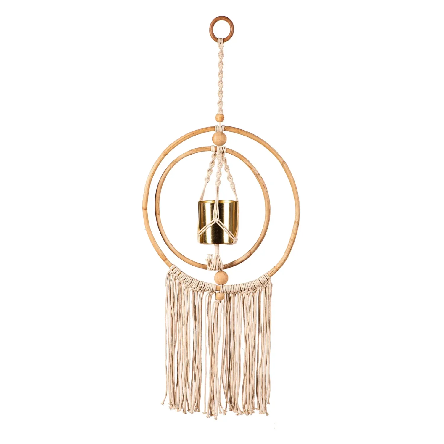 Plow & Hearth Planters & Plant Stands>Macrame and Metal Hanging Planter, 34"H